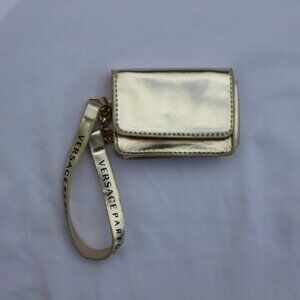 Versace Parfums Gold Faux Leather Small Wristlet Purse Clutch